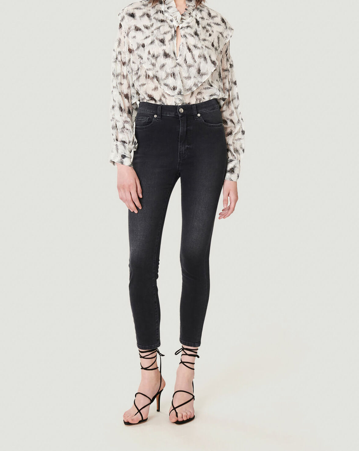 ALLONE SKINNY HIGH WAIST WASHED JEANS image number null